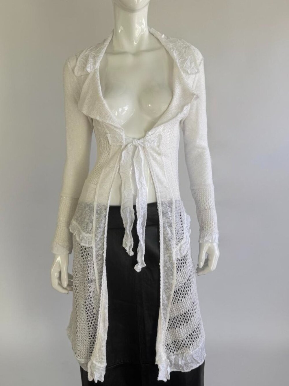 Zone Bleue Paris Vintage 90s Long Sleeve Mid Length Tie Top